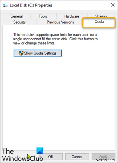 Windows 10에서 드라이브 속성의 할당량 탭 추가 또는 제거하는 방법
