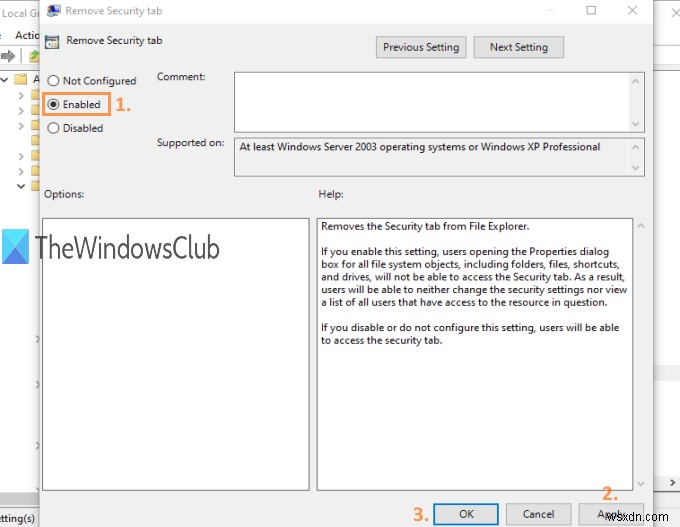 Windows 10 파일 탐색기에서 보안 탭 추가 또는 제거하는 방법