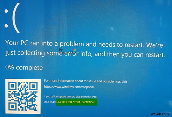 Windows 11/10에서 UNEXPECTED STORE EXCEPTION 블루스크린 오류 해결하는 방법