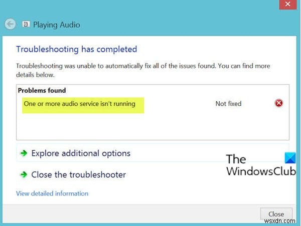 Windows 11/10 하나 이상의 오디오 서비스가 실행되고 있지 않습니다 오류 해결 방법