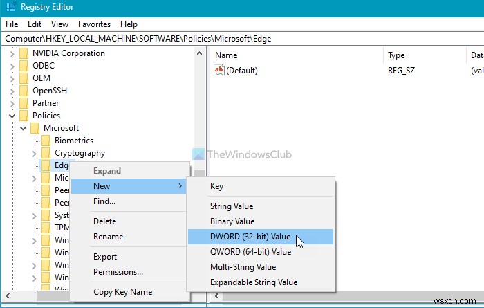 Microsoft Edge에서 새 프로필 추가를 차단하는 방법(레지스트리 편집)