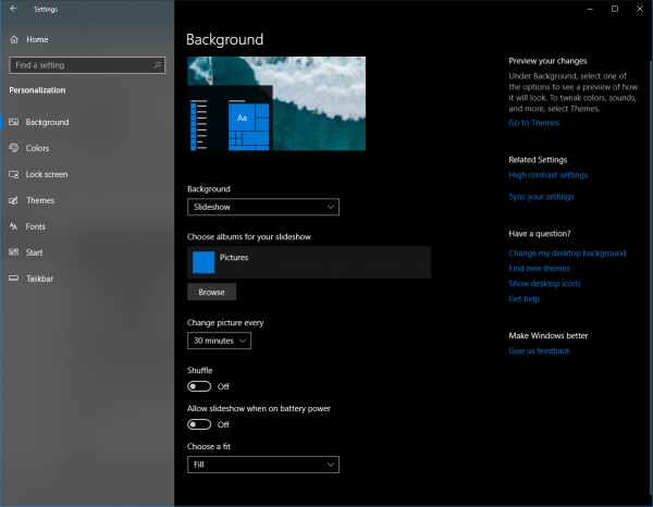 Windows 스포트라이트 이미지를 바탕화면 슬라이드쇼로 사용하는 방법