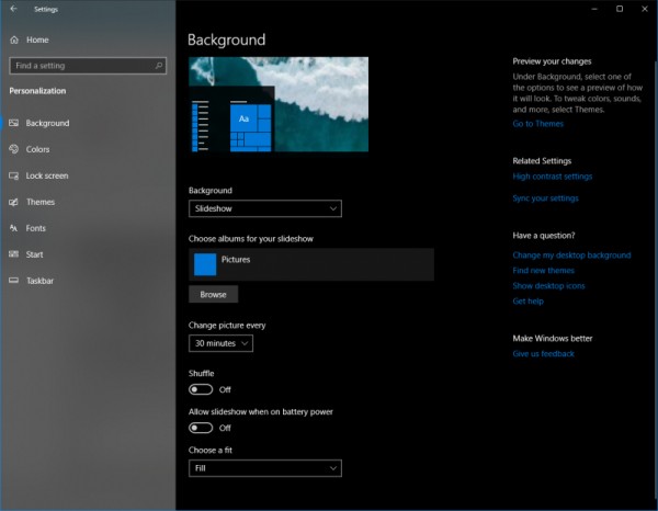 Windows 스포트라이트 이미지를 바탕화면 슬라이드쇼로 사용하는 방법