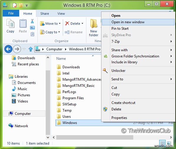 Windows 파일 탐색기 우클릭 메뉴에서  새 창으로 열기  옵션 제거하는 방법