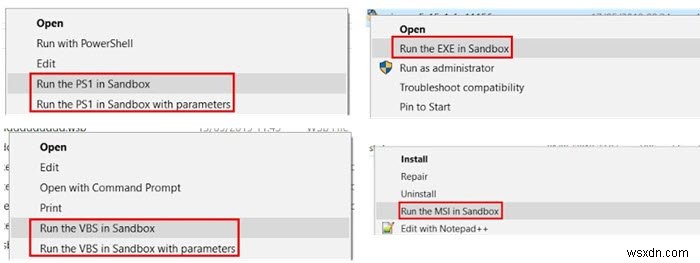Windows 10 컨텍스트 메뉴에  샌드박스에서 실행  항목 추가하는 방법