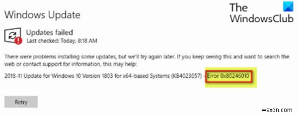 Windows 10에서 Windows 업데이트 오류 0x80246010 해결하는 방법