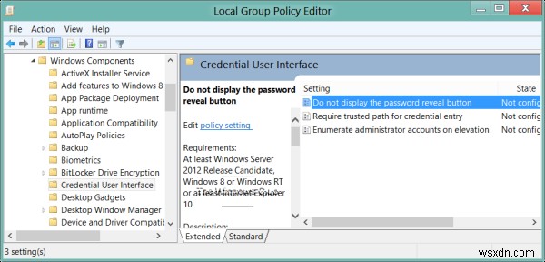 Windows 11/10에서 암호 공개 버튼 활성화 또는 비활성화하는 방법