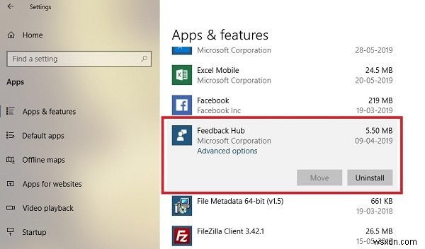 Windows 10에서 피드백 허브(Feedback Hub) 앱을 제거하는 방법