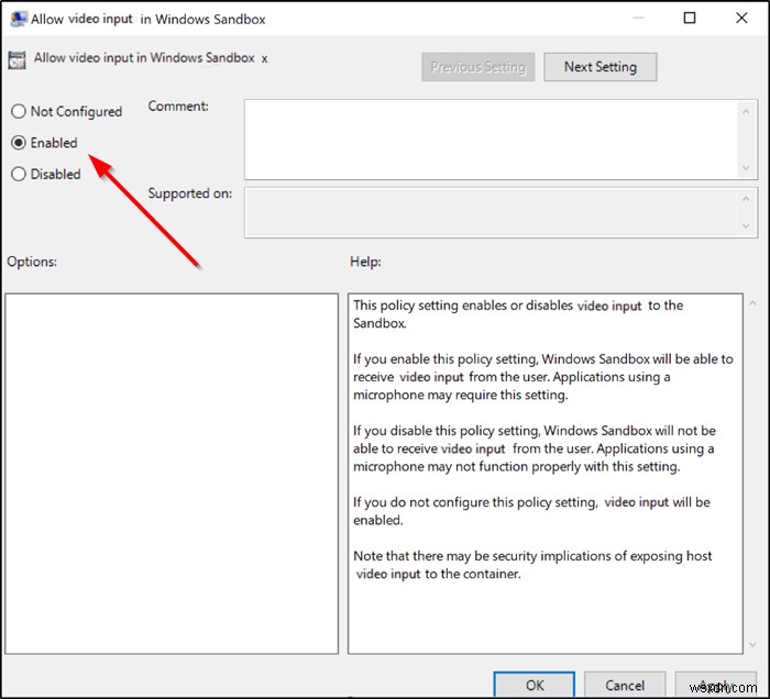 Windows 샌드박스에서 비디오 입력 활성화 또는 비활성화하는 방법