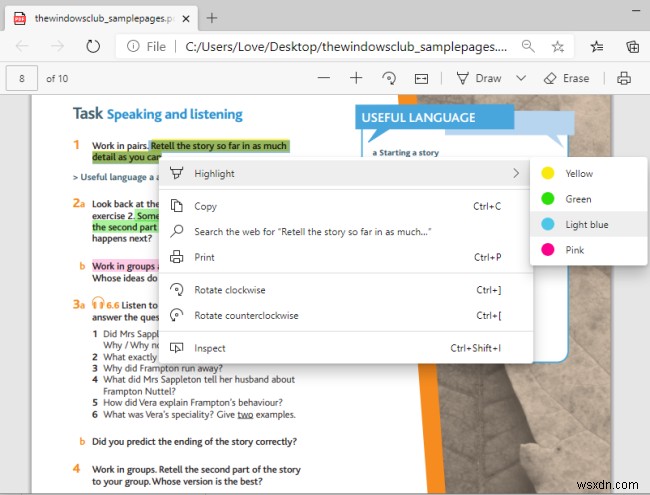 Microsoft Edge에서 PDF 텍스트 강조 표시하고 저장하는 방법