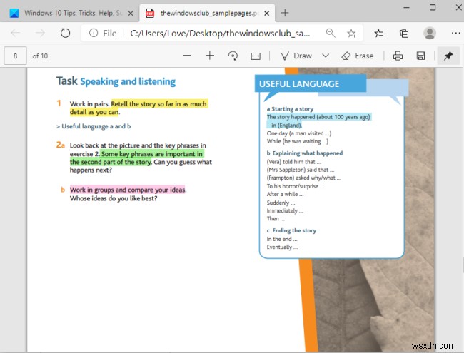 Microsoft Edge에서 PDF 텍스트 강조 표시하고 저장하는 방법