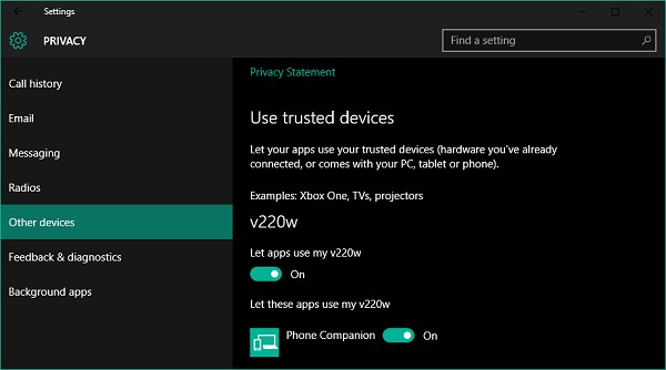 Windows 11/10에서 앱이 신뢰할 수 있는 디바이스를 사용하도록 허용하는 방법