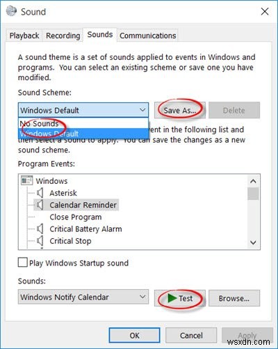 Windows 10에서 알림 소리 및 시스템 사운드 끄는 방법