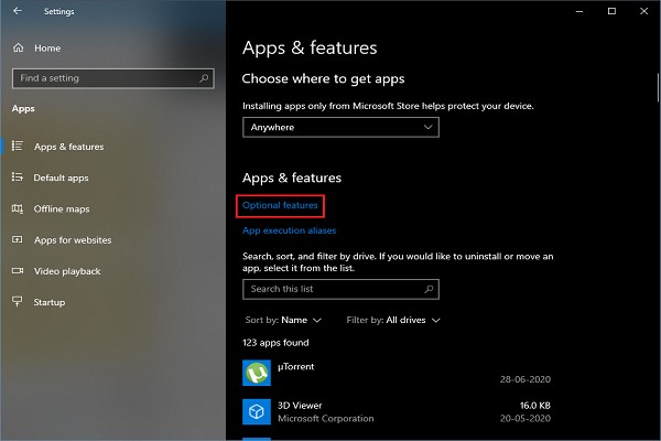 Windows 10에서 Microsoft WordPad(워드패드) 제거 및 재설치하는 방법
