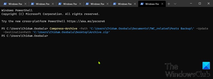 Windows 11/10에서 PowerShell로 파일 압축 및 압축 해제하는 방법