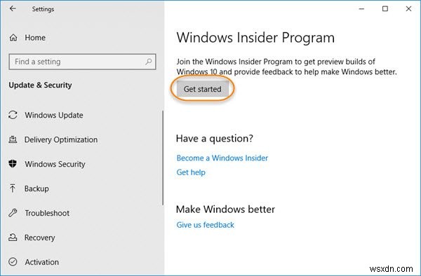 Windows Insider Preview 빌드를 받을 수 없나요?  시작하기  버튼이 회색으로 비활성화되는 문제 해결법