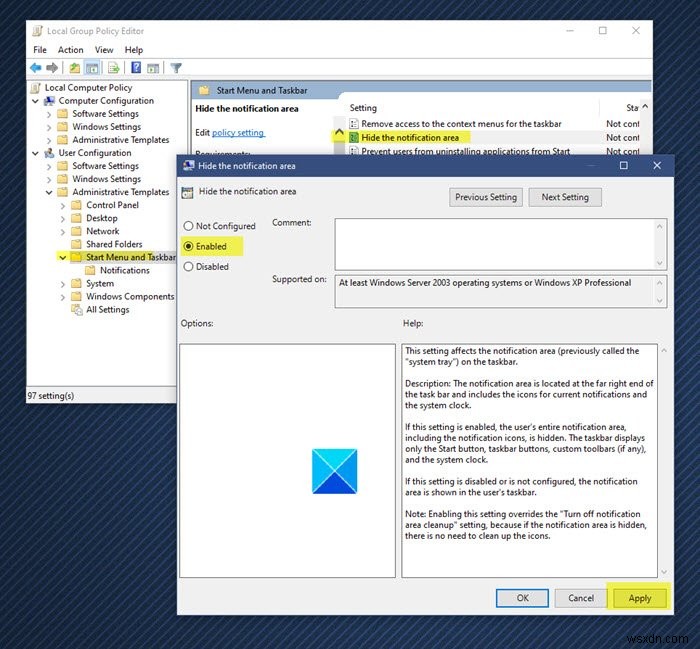 Windows 10 작업표시줄 깔끔하게 정리하기 – 알림 영역과 시스템 시계 숨기는 방법