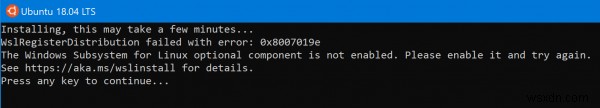 WSL 오류 코드 0x8007019e 및 0x8000000d 해결 방법 – WslRegisterDistribution 실패