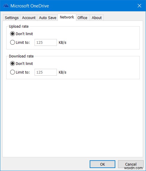 Windows 10에서 OneDrive 다운로드 및 업로드 전송 속도 제한 설정하는 방법