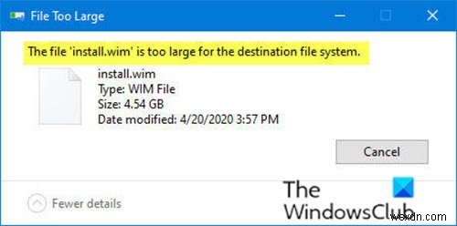 Windows 10 install.wim 파일이 USB 플래시 드라이브에 비해 너무 클 때 해결하는 방법