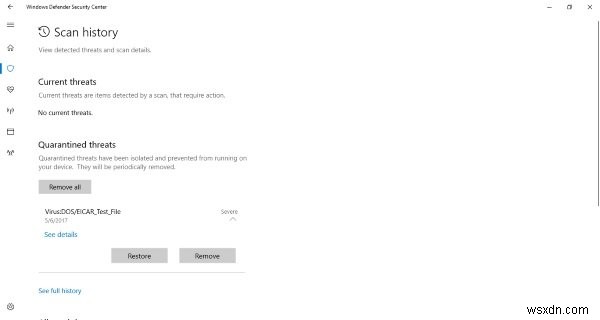Windows Defender 보안 센터에서 격리 항목 및 제외 항목 관리하는 방법