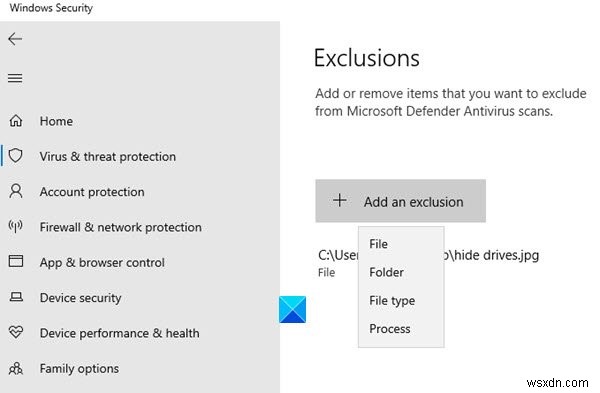 Windows Defender 보안 센터에서 격리 항목 및 제외 항목 관리하는 방법