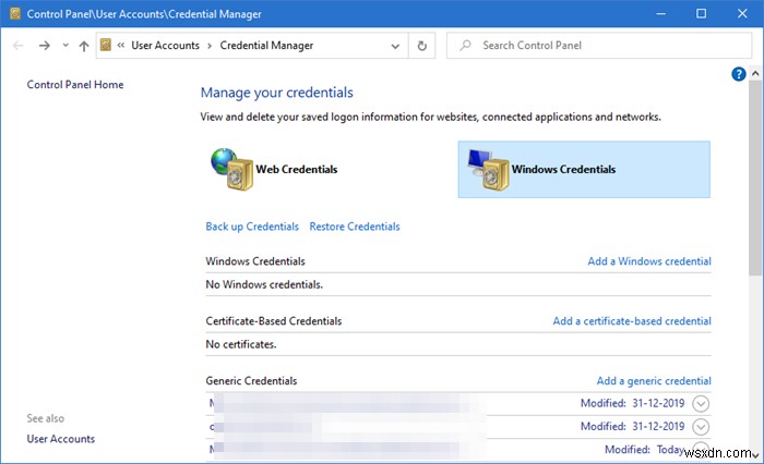 Windows 11/10에서 자격 증명 관리자를 열고 사용하는 방법