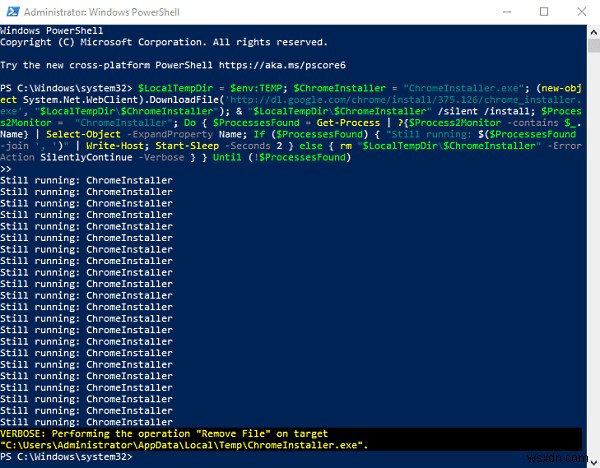 Windows PowerShell 명령 한 줄로 구글 크롬 설치하는 방법