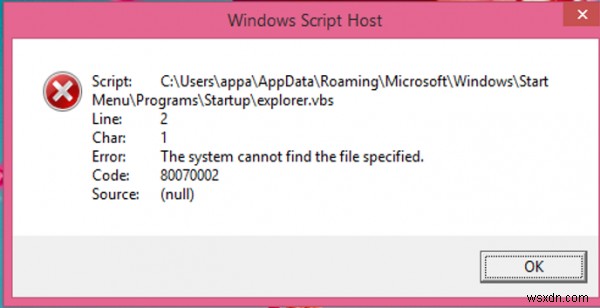 Windows 11/10 부팅 시 Windows Script Host 오류 해결 방법