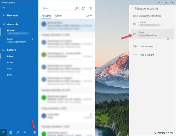 Windows 10 메일 앱에서 이메일 계정을 삭제하는 방법