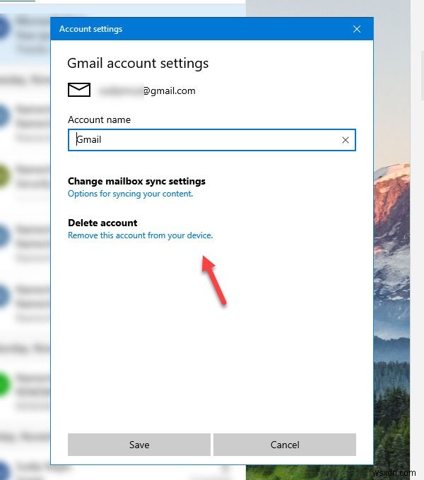 Windows 10 메일 앱에서 이메일 계정을 삭제하는 방법