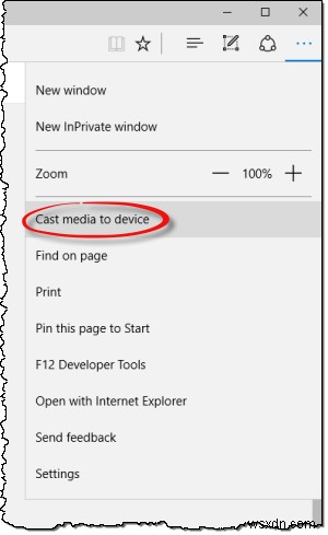 Windows 10 Edge 브라우저에서  장치로 미디어 캐스트  활성화·비활성화하는 방법