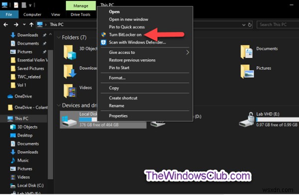Windows 10에서 BitLocker 암호화 드라이브의 우클릭 메뉴를 자유롭게 사용자 지정하는 방법