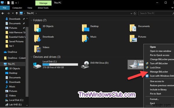 Windows 10에서 BitLocker 암호화 드라이브의 우클릭 메뉴를 자유롭게 사용자 지정하는 방법
