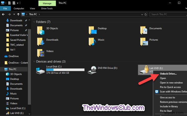 Windows 10에서 BitLocker 암호화 드라이브의 우클릭 메뉴를 자유롭게 사용자 지정하는 방법