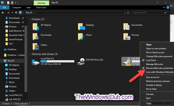 Windows 10에서 BitLocker 암호화 드라이브의 우클릭 메뉴를 자유롭게 사용자 지정하는 방법