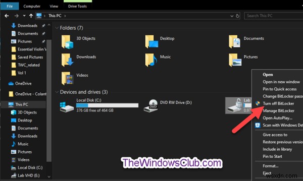 Windows 10에서 BitLocker 암호화 드라이브의 우클릭 메뉴를 자유롭게 사용자 지정하는 방법