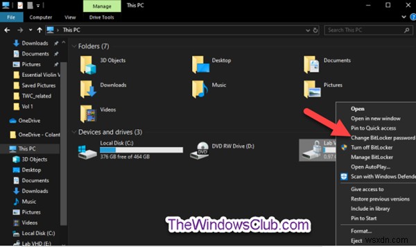 Windows 10에서 BitLocker 암호화 드라이브의 우클릭 메뉴를 자유롭게 사용자 지정하는 방법