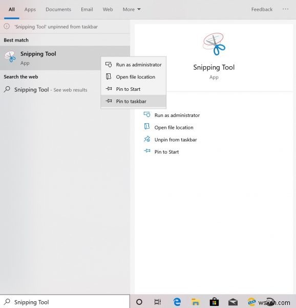 Windows 10 작업 표시줄에 캡처 도구를 추가하는 방법