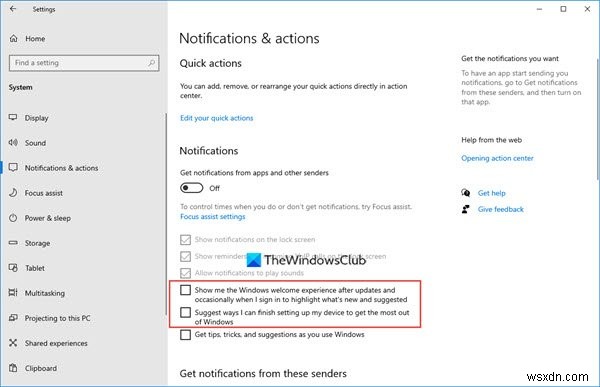 Windows 10에서 Windows에서 더 많은 것을 경험하세요 팝업 알림 비활성화하는 방법