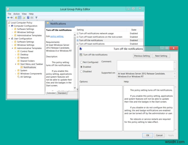 Windows 10에서 네트워크 사용량, 잠금 화면, 타일 토스트 알림 켜기 또는 끄는 방법