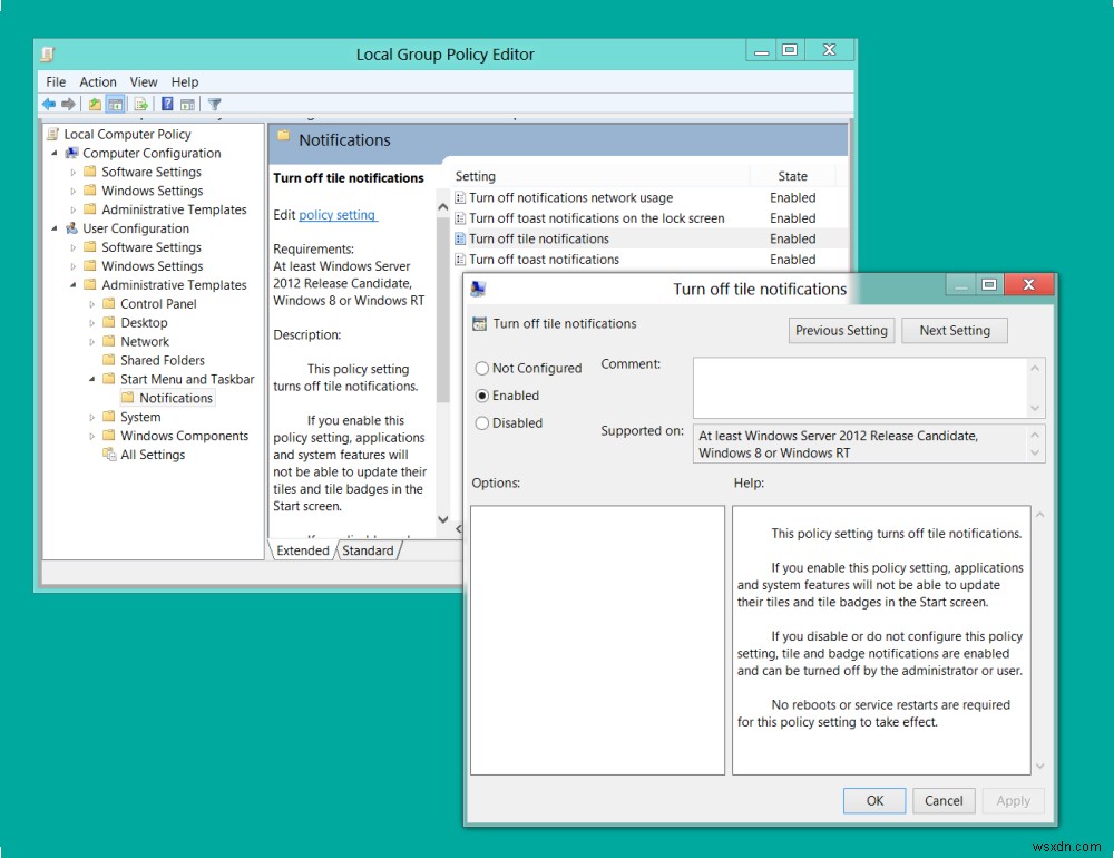 Windows 10에서 네트워크 사용량, 잠금 화면, 타일 토스트 알림 켜기 또는 끄는 방법