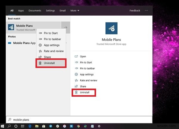 Windows 10에서 모바일 요금제(Mobile Plans) 앱 제거하는 방법 총정리