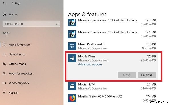 Windows 10에서 모바일 요금제(Mobile Plans) 앱 제거하는 방법 총정리