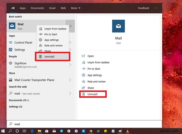 Windows 10 메일 앱 제거하는 4가지 방법 (시작 메뉴, 설정, PowerShell)