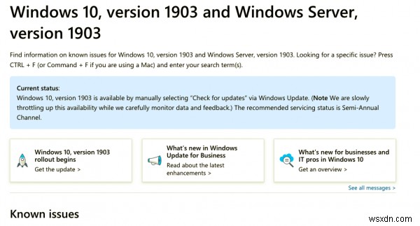 Windows 10 v1903(2019년 5월 업데이트) 알려진 문제 총정리
