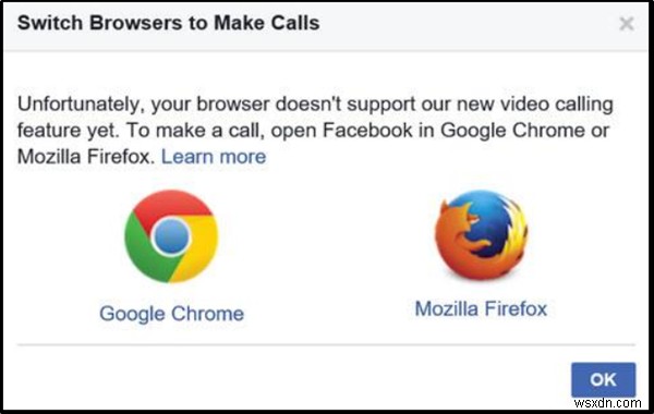새 Microsoft Edge에서 Facebook Messenger 음성·영상 통화가 안 될 때 해결 방법