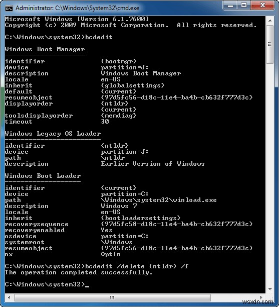 부팅 메뉴에서 이전 버전의 Windows 항목 삭제 및  운영 체제 선택  화면 비활성화 방법