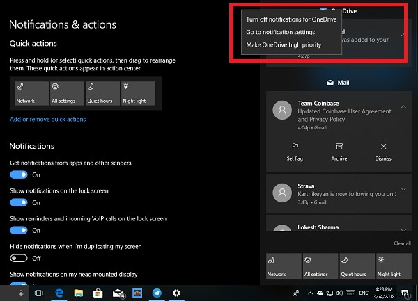 Windows 10 알림 및 관리 센터 사용자 지정 완벽 가이드