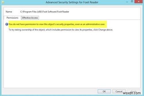 Windows 관리자 권한으로도 이 개체의 보안 속성을 볼 수 없습니다 오류 해결 방법